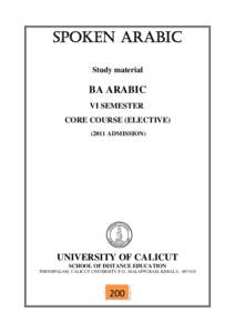 SPOKEN ARABIC Study material BA ARABIC VI SEMESTER CORE COURSE (ELECTIVE)