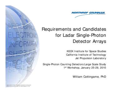 Requirements and Candidates for Ladar Single-Photon Detector Arrays KECK Institute for Space Studies California Institute of Technology Jet Propulsion Laboratory