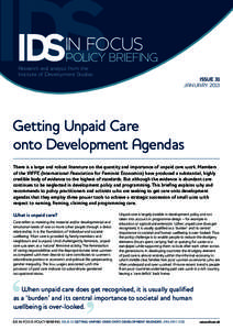 IN FOCUS  POLICY BRIEFING Research and analysis from the Institute of Development Studies