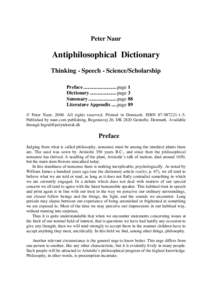 Peter Naur  Antiphilosophical Dictionary Thinking - Speech - Science/Scholarship Preface ..........................page 1 Dictionary .....................page 3