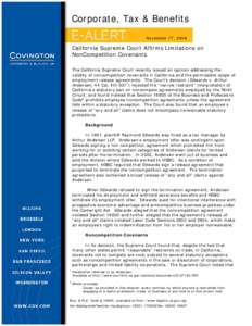 Contract law / Non-compete clause / Employment / Arthur Andersen / Supreme Court of California / California law / Law / Labour law / Private law