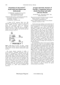 1064  Goldschmidt Conference Abstracts Formation of a layered FeIII (hydr)oxide intercalated with