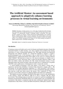 T. Hirashima et al. (EdsProceedings of the 19th International Conference on Computers in Education. Chiang Mai, Thailand: Asia-Pacific Society for Computers in Education The Artificial Mentor: An assessment ba