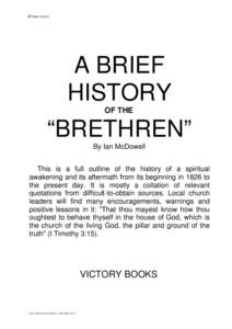 [Front cover]  A BRIEF HISTORY OF THE