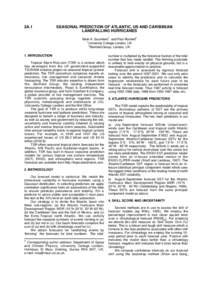 2A.1  SEASONAL PREDICTION OF ATLANTIC, US AND CARIBBEAN LANDFALLING HURRICANES Mark A. Saunders1* and Paul Rockett2 1