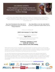 UNLEASHING GROWTH: A New Approach to Combating Poverty and Malnutrition through the USAID Multi-Sectoral Nutrition Strategy  1,000 Days  Action Against Hunger  Bread for the World  The Chicago Council on Global 