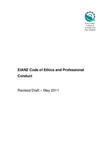 EIANZ Code of Ethics and Professional Conduct Revised Draft – May 2011  DRAFT