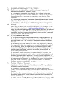 7.  DISCIPLINARY REGULATIONS FOR STUDENTS 7.1