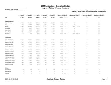 2015 Legislature - Operating Budget Agency Totals - Senate Structure Numbers and Language Agency: Department of Environmental Conservation