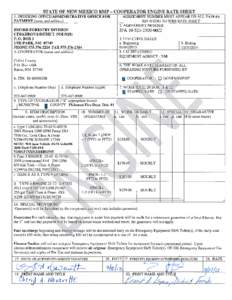 STATE OF NEW MEXICO RMP  COOPERATOR ENGINE RATE SHEET -