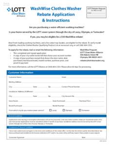 Please do not staple WashWise Clothes Washer Rebate Application & Instructions