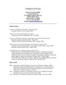 Conscientious objector / Conscription / Military sociology / Nonviolence / Sociology of law / Tel Aviv / Israel / Daphne Barak Erez / American Society of Criminology / Western Asia / Asia / Conscientious objection