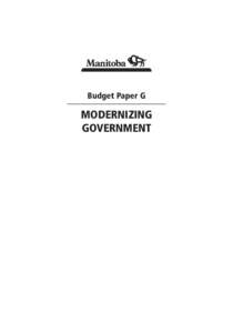 Budget Paper G  MODERNIZING GOVERNMENT  MODERNIZING GOVERNMENT
