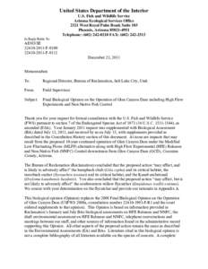 United States Department of the Interior U.S. Fish and Wildlife Service Arizona Ecological Services Office 2321 West Royal Palm Road, Suite 103 Phoenix, Arizona[removed]Telephone: ([removed]FAX: ([removed]