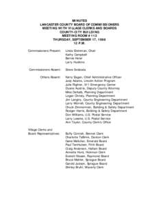 MINUTES LANCASTER COUNTY BOARD OF COMMISSIONERS MEETING WITH VILLAGE CLERKS AND BOARDS COUNTY-CITY BUILDING MEETING ROOM #113 THURSDAY, SEPTEMBER 17, 1998
