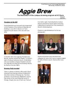 Food Science and Technology Department University of California, Davis Aggie Brew  The Newsletter of the campus brewing program at UC Davis