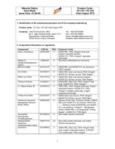 Material Safety Data Sheet Issue Date: Product Code: VCVC-165