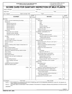 Form Approved. OMB No[removed]Expiration Date: June 30, 2012 See Reverse for OMB Statement DEPARTMENT OF HEALTH AND HUMAN SERVICES FOOD AND DRUG ADMINISTRATION