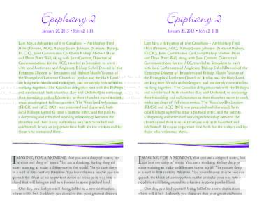 Epiphany 2  Epiphany 2 January 20, 2013 • John 2: 1-11