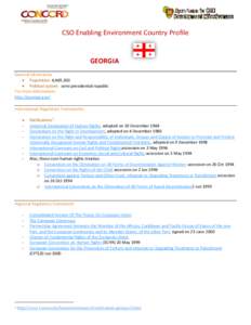 CSO Enabling Environment Country Profile  GEORGIA General Information  Population: 4,469,200  Political system: semi presidential republic