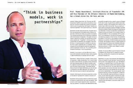 Interaktiv – the client magazine of Fraunhofer IPA  “Think in business models, work in partnerships”