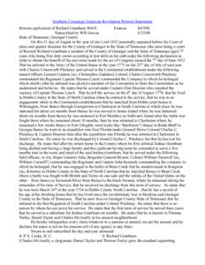 Southern Campaign American Revolution Pension Statements Pension application of Richard Grantham W418 Frances fn53NC Transcribed by Will Graves[removed]