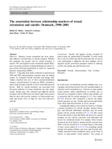 Sexual orientation / Epidemiology of suicide / Homosexuality / Lesbian / Gay / Human sexual activity / Coming out / Societal attitudes toward homosexuality / Homosexuality and psychology / Human sexuality / Gender / Human behavior