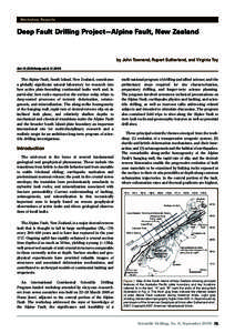 Workshop Reports  Deep Fault Drilling Project—Alpine Fault, New Zealand by John Townend, Rupert Sutherland, and Virginia Toy doi:iodp.sd