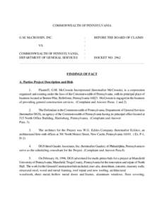 COMMONWEALTH OF PENNSYLVANIA  G.M. McCROSSIN, INC. VS. COMMONWEALTH OF PENNSYLVANIA, DEPARTMENT OF GENERAL SERVICES