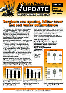 NORTHERN REGION  Sorghum row spacing, fallow cover and soil water accumulation A well managed fallow in the northern Australian grain zone typically stores between 20 and 25% of fallow