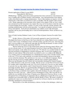 Southern Campaign American Revolution Pension Statements & Rosters Pension application of Hardy Lewter S8839 fn16NC Transcribed by Will Graves[removed]Methodology: Spelling, punctuation and/or grammar have been correcte