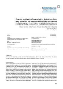 One-pot synthesis of cyanohydrin derivatives from alkyl bromides via incorporation of two one-carbon components by consecutive radical/ionic reactions