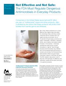 Health Facts Not Effective and Not Safe: The FDA Must Regulate Dangerous Antimicrobials in Everyday Products