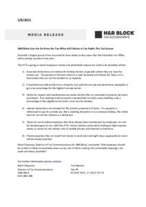 H&R Block Lists the Six Areas the Tax Office will Enforce in Tax Audits This Tax Season Australia’s largest group of tax accountants have listed six key areas that the Australian Tax Office will scrutinise cl
