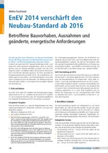 Baurecht  Melita Tuschinski EnEV 2014 verschärft den Neubau-Standard ab 2016