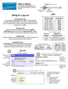 eBay 2: Selling  Toolbar (always on top) www.provlib.org Classes and EventsTechnology & Computer