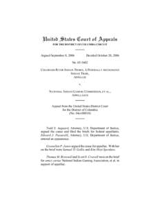 United States Court of Appeals FOR THE DISTRICT OF COLUMBIA CIRCUIT Argued September 8, 2006  Decided October 20, 2006