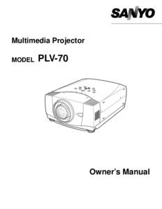 Multimedia Projector MODEL PLV-70  Owner’s Manual