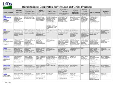 Rural Business-Cooperative Service Loan and Grant Programs Purpose USDA Program What is the program’s goal?