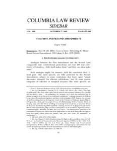 James Madison / United States Constitution / Militia in the United States / Second Amendment to the United States Constitution / District of Columbia v. Heller / Right to keep and bear arms / Citation signal / Stanley v. Georgia / Eugene Volokh / Politics of the United States / Law / Politics