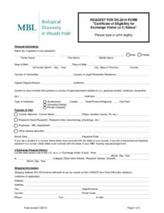 REQUEST FOR DS-2019 FORM 