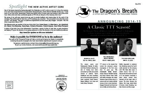Spotlight  May 2014 THE NEW ACTIVE ARTIST CORE