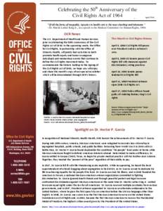 Celebrating the 50th Anniversary of the Civil Rights Act of 1964 April 2014 February 2014