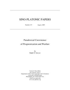 SINO-PLATONIC PAPERS Number 157 August, 2005  Paradoxical Coexistence