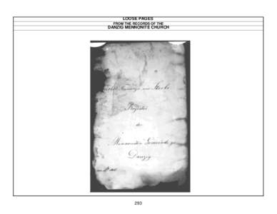 LOOSE PAGES FROM THE RECORDS OF THE DANZIG MENNONITE CHURCH  293
