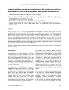 Sea ice, watermass and freshwater processes/Coastal lagoons  Seasonal and interannual variations of Amur River discharge and their relationships to large-scale atmospheric patterns and moisture fluxes Yoshihiro Tachibana