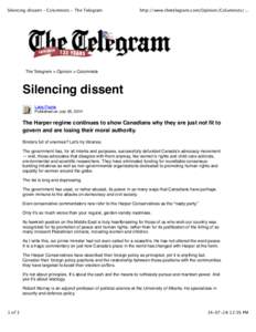 Silencing dissent - Columnists - The Telegram  http://www.thetelegram.com/Opinion/Columnists/... The Telegram > Opinion > Columnists