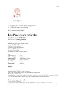 [removed]dossier de presse La troupe de la Comédie-Française présente au Théâtre du Vieux-Colombier