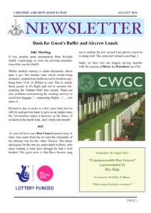 CHILTERN AIRCREW ASSOCIATION  AUGUST 2014 NEWSLETTER Book for Guest’s Buffet and Aircrew Lunch