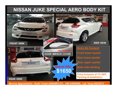 NISSAN JUKE SPECIAL AERO BODY KIT  SIDE VIEW FRONT VIEW